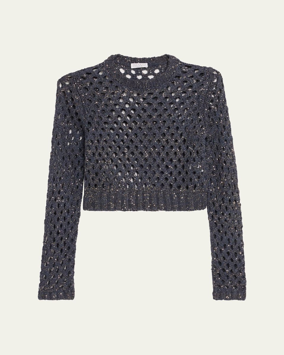 Sparkling Silk-Linen Crewneck Sweater